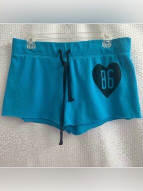 PINK Victoria's Secret Women’s Turquoise Blue Sweat Shorts Size: Medium